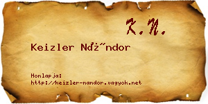 Keizler Nándor névjegykártya